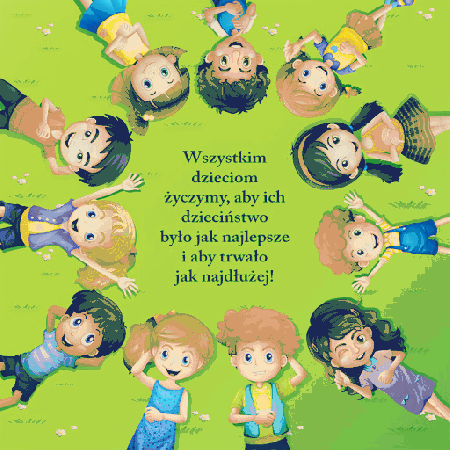 Jasno zielona kartka z życzeniami dla wszystkich dzieci